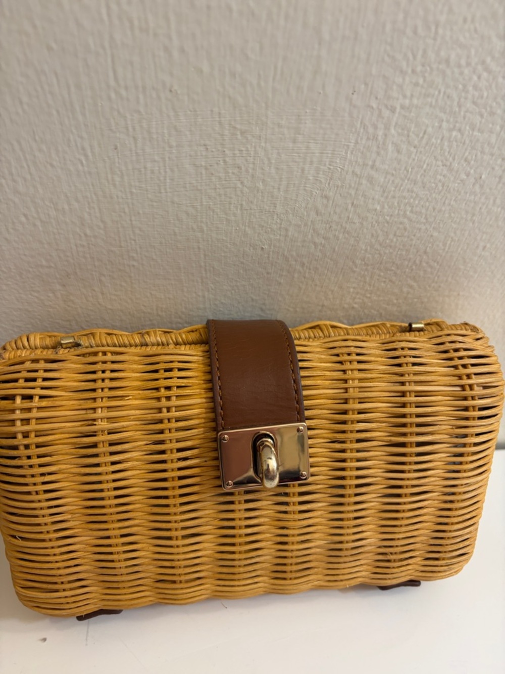 J Crew Rattan clutch purse with chain strap - Picture 2 of 11